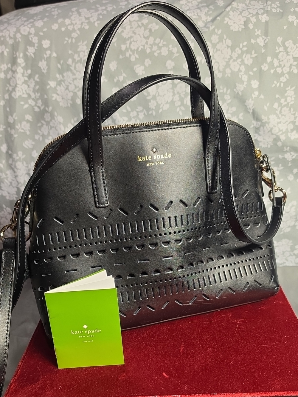Kate Spade New York Lillian Court Maise Laser-Cut Leather Satchel Gold Hardware